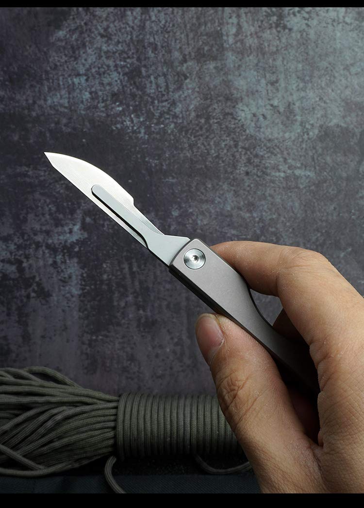 edcfans Titanium Folding Pocket Knife, Skinning Knives for Outdoor