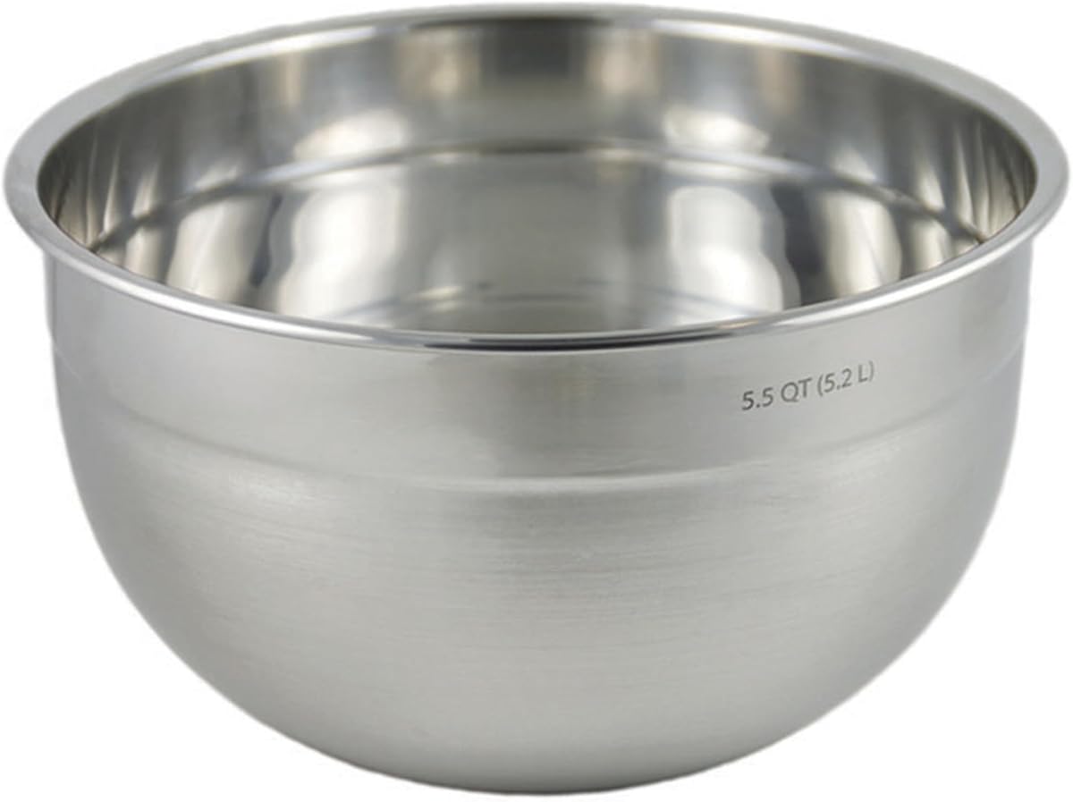 Tovolo Tazón grande de acero inoxidable para mezclar de 5 cuartos de galón de metal para hornear preparación de cocina con borde redondeado fácil de verter, apto para lavavajillas, diseño de tazón de metal profundo para ensaladas, palomitas de maíz, amasar masa de pan