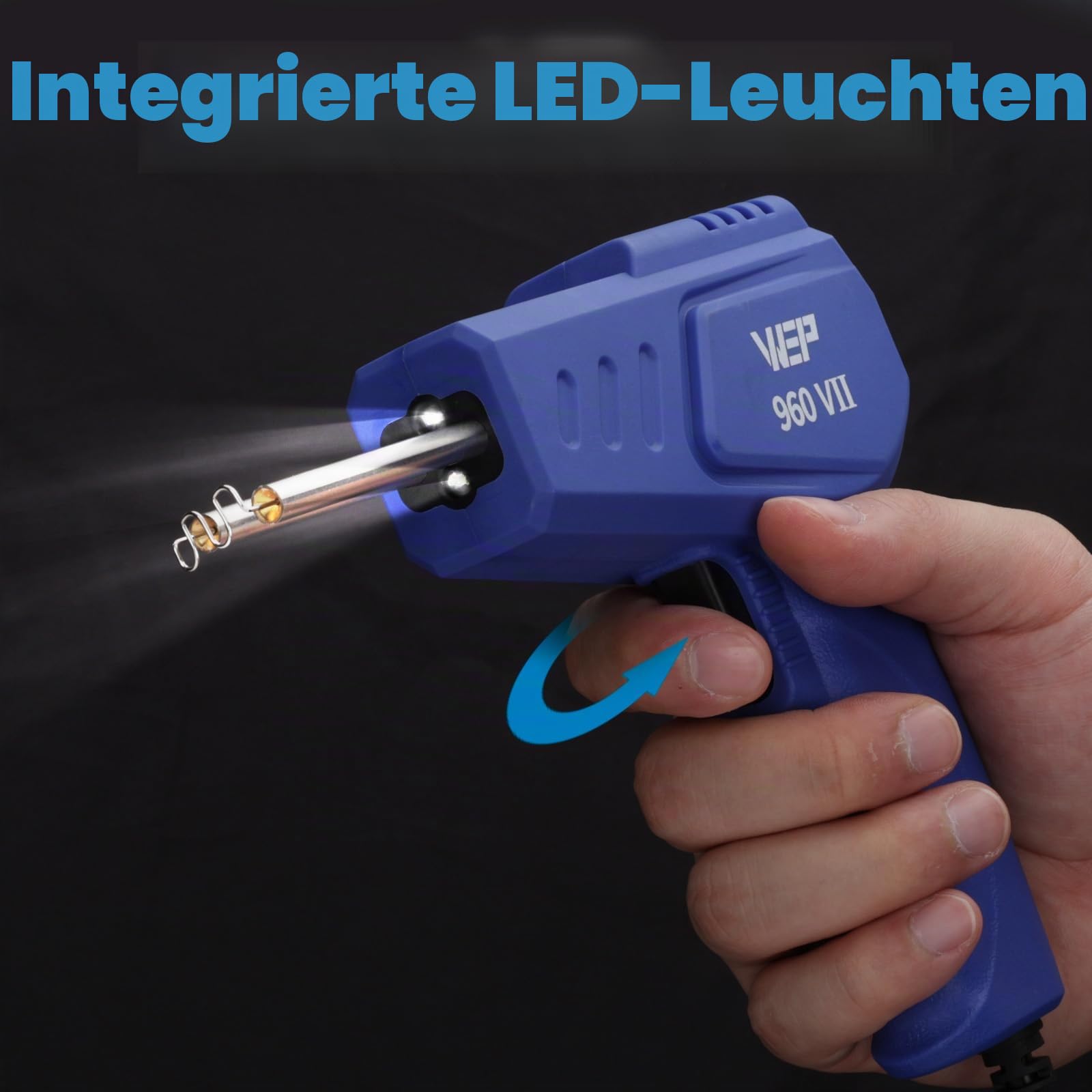 WEP 960-VII Kunststoff schweißgerät Kit mit ergonomischem Griff und LED-Lichtern sowie 350 Heftklammern für die Kunststoff reparaturset von Autostoßfängern, Kunststoff-Gastanks (EU Stecker)