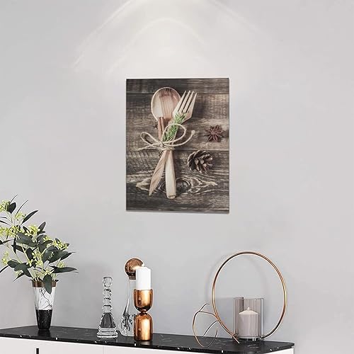 Miniatura 2 de Arte de pared de cocina, comedor, decoración de pared de madera, tenedor, cuchara, cocina, cuadros de decoración de pared, impresiones en lienzo de