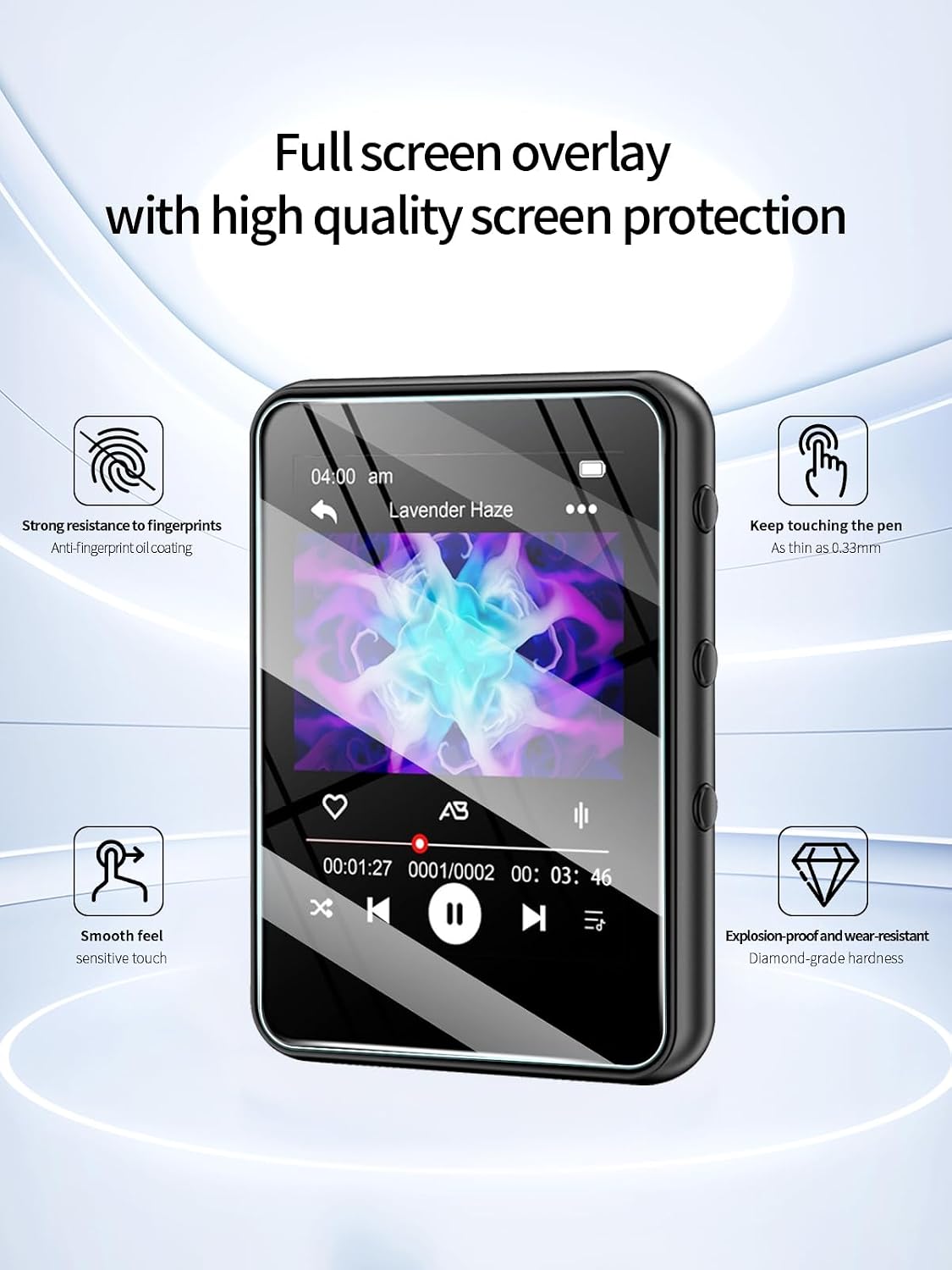 Screen Protector for JOJOLEPAI M18 2.4 Inches Full Touch Screen MP3 Player, High-definition Scratch Resistant Film,HD Clear Anti Blue Light, Bubble Free with Easy Installation Kit, 3 Pack image 2