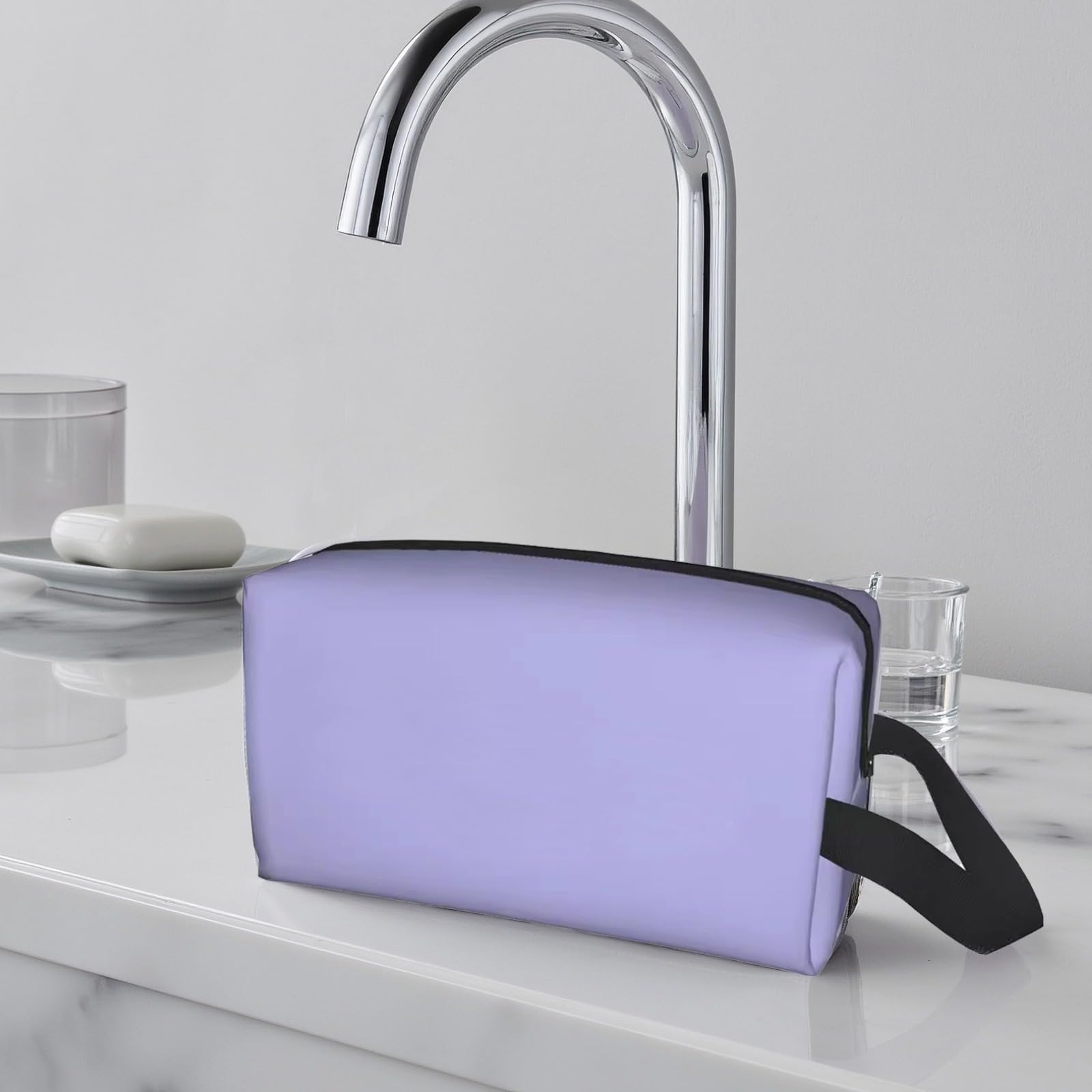 Mini Essentials für die Handtasche, Damen Kosmetiktasche, kompakt und tragbar, Polyester, Lila, praktisch für Damenkosmetik, rechteckige Form mit Tragegriff, für unterwegs und im Alltag
