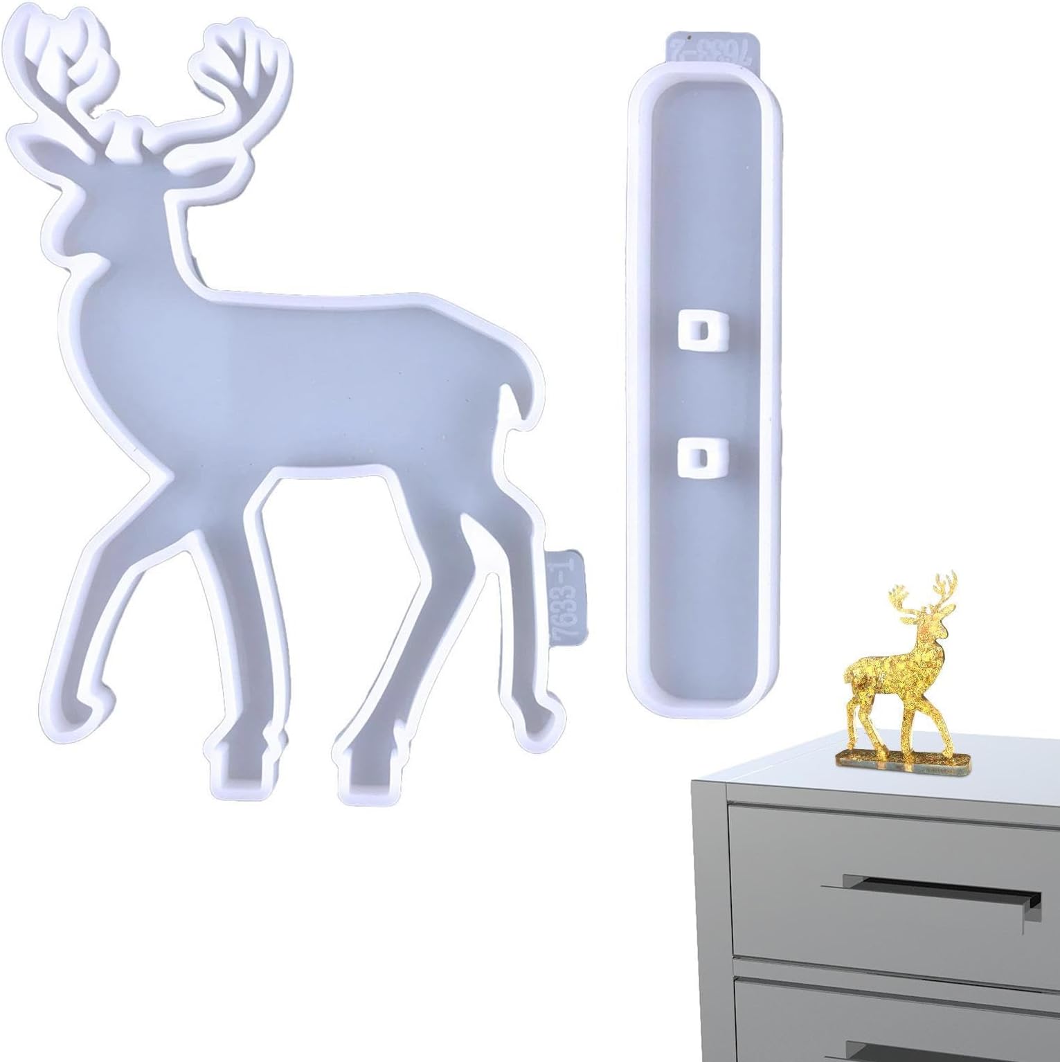 Christmas Resin Molds - Elk Silicone Mold | Cute Reindeer Design Molds with Base for Home Holiday Soap Making Table Candy Chocolate