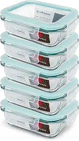 Kit 5 Potes de Vidro Herméticos 370ml – Tampa com Trava, Vedação Airtight, Ideal para Marmitas, Porta Mantimentos, Alimentos e Organização, Acabamento Premium