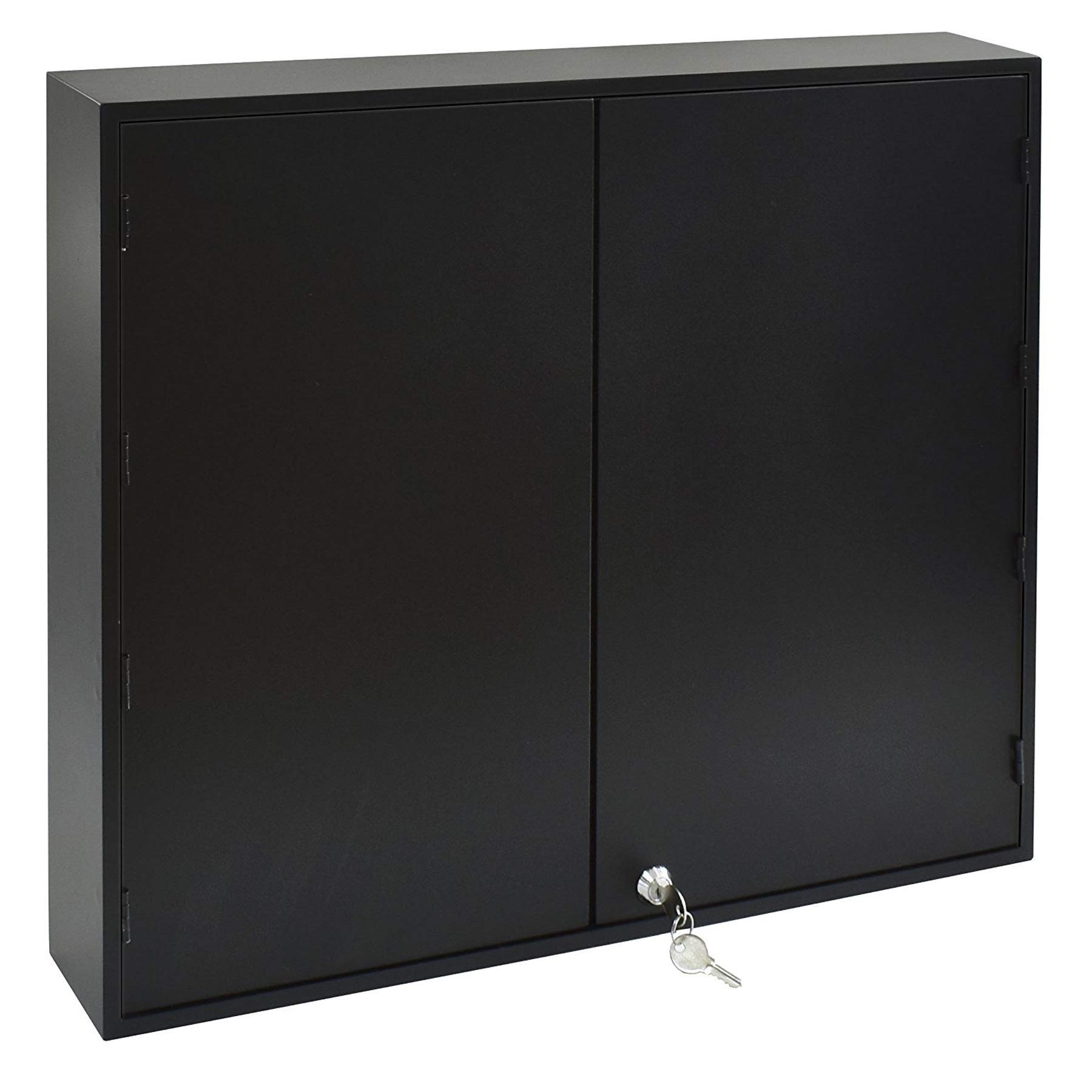 Acrimet Organisateur Armoire à Clés Mural en MDF pour 128 Clés avec Serrure (128 Porte-clés Gris fumée et 128 étiquettes) (Armoire Noir)