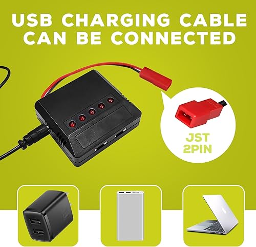 Miniatura 7 de Fytoo 5 unidades 3.7 V 800 mAh batería de litio y 1 cargador de equilibrio 5 en 1 para MJX X400 X400W X800 X300C Sky Viper S670 V950HD V950str s1750