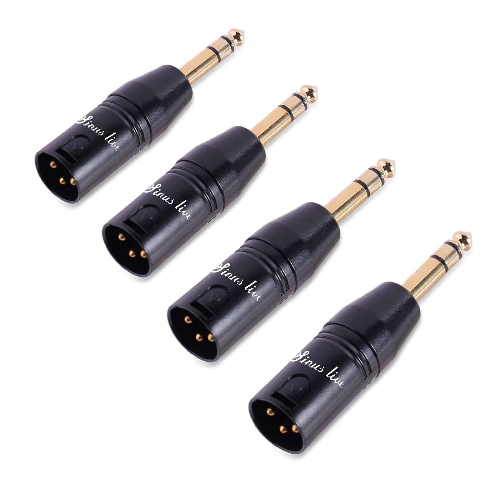 SINUS LIVE Paquete de 4 adaptadores XLR hembra macho a TRS de 1/4 pulgadas, XLR equilibrado a un cuarto de pulgada macho de 6,35 mm