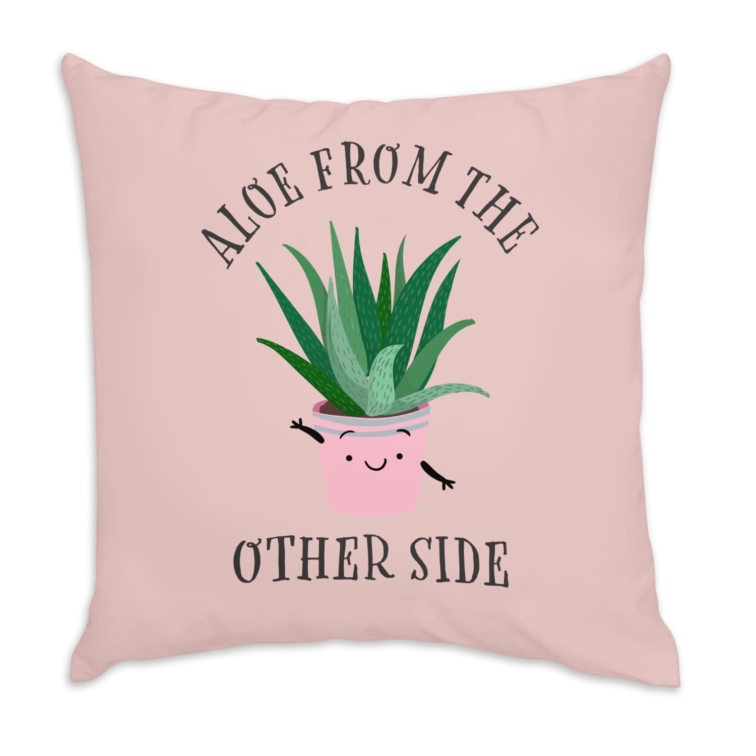 Coussin en velours pour salon déco nature motif Aloe Vera rose
