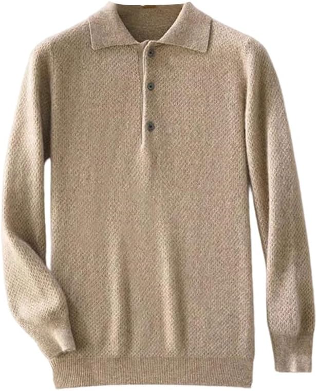 Dninmim Men's Wool Polo Collar Sweater Solid Long Sleeve Pullover Warm Soft Comfortable Jumper