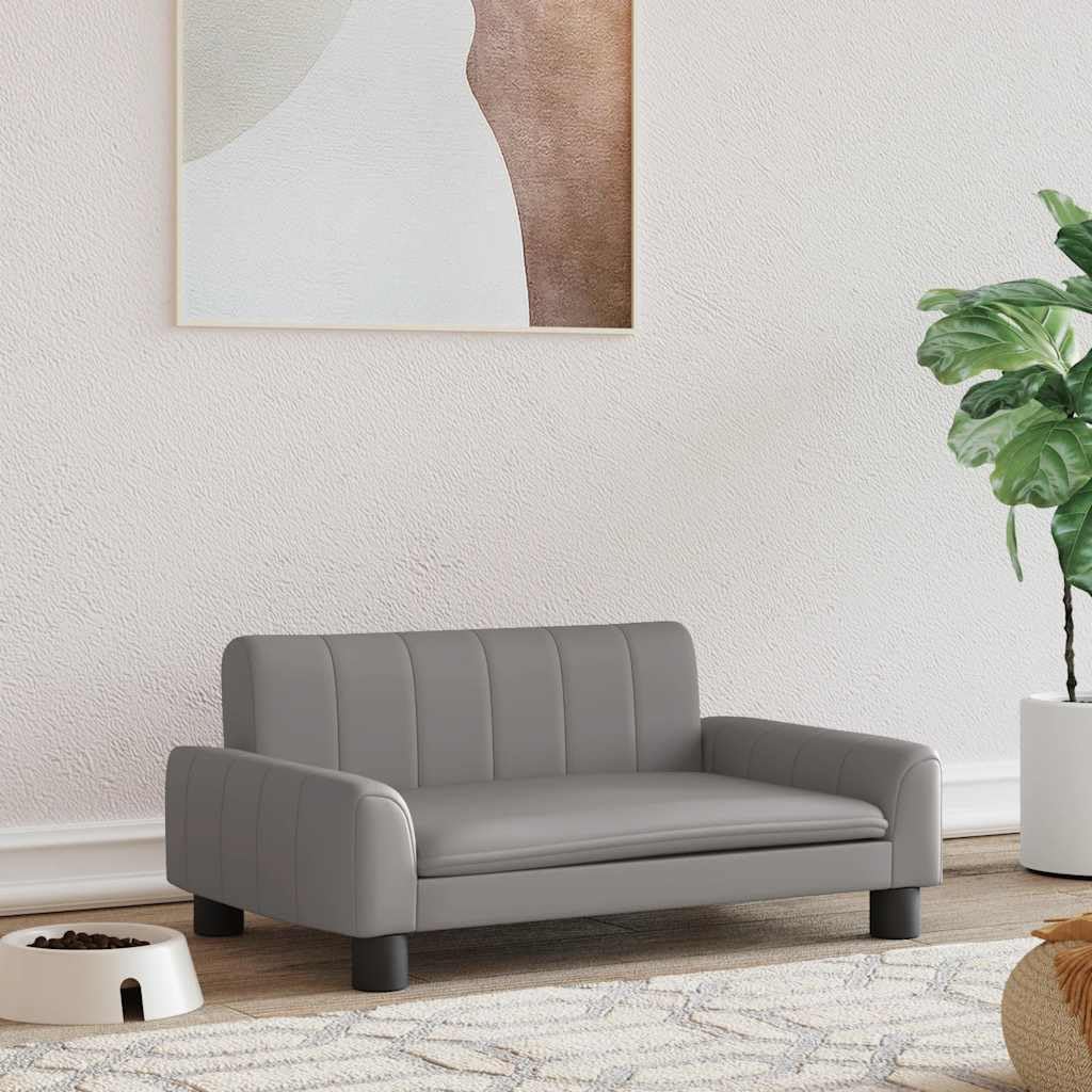 Cuccia per cani in ecopelle con imbottitura in schiuma, antiscivolo, rivestimento lavabile, per cani di piccola taglia, adatta per interni ed esterni, 70 x 45 x 30 cm, colore: grigio