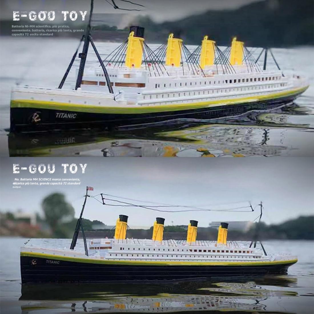 RC Titanic Modello di nave da crociera per adulti, 2,4 G 80 m di controllo a lungo raggio, durata 20+ min, luci LED, modello NQD Titanic elettrico 3CH per piscine, laghi, regalo per