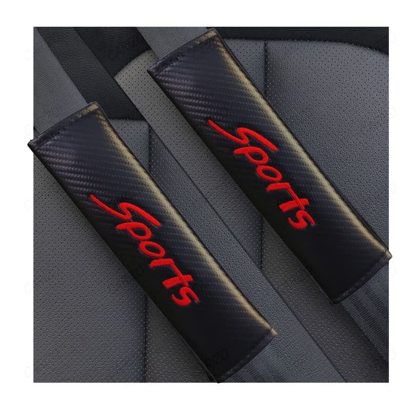 CARIZO 2Pcs. Seat Belt Shoulder Pads for Comfort, Embroidered Logo Leather Car Seat Belt Pads Safety Belt Cover (Sports) Compatible with Chevrolet GMC Sierra