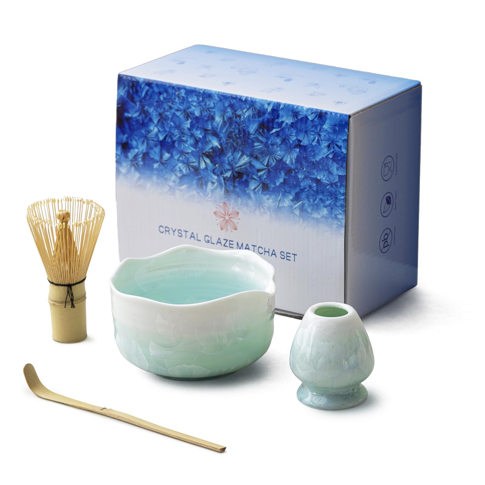 Amazon.com: Natural Crystal Flower Matcha Set - 4 Pcs Food Grade