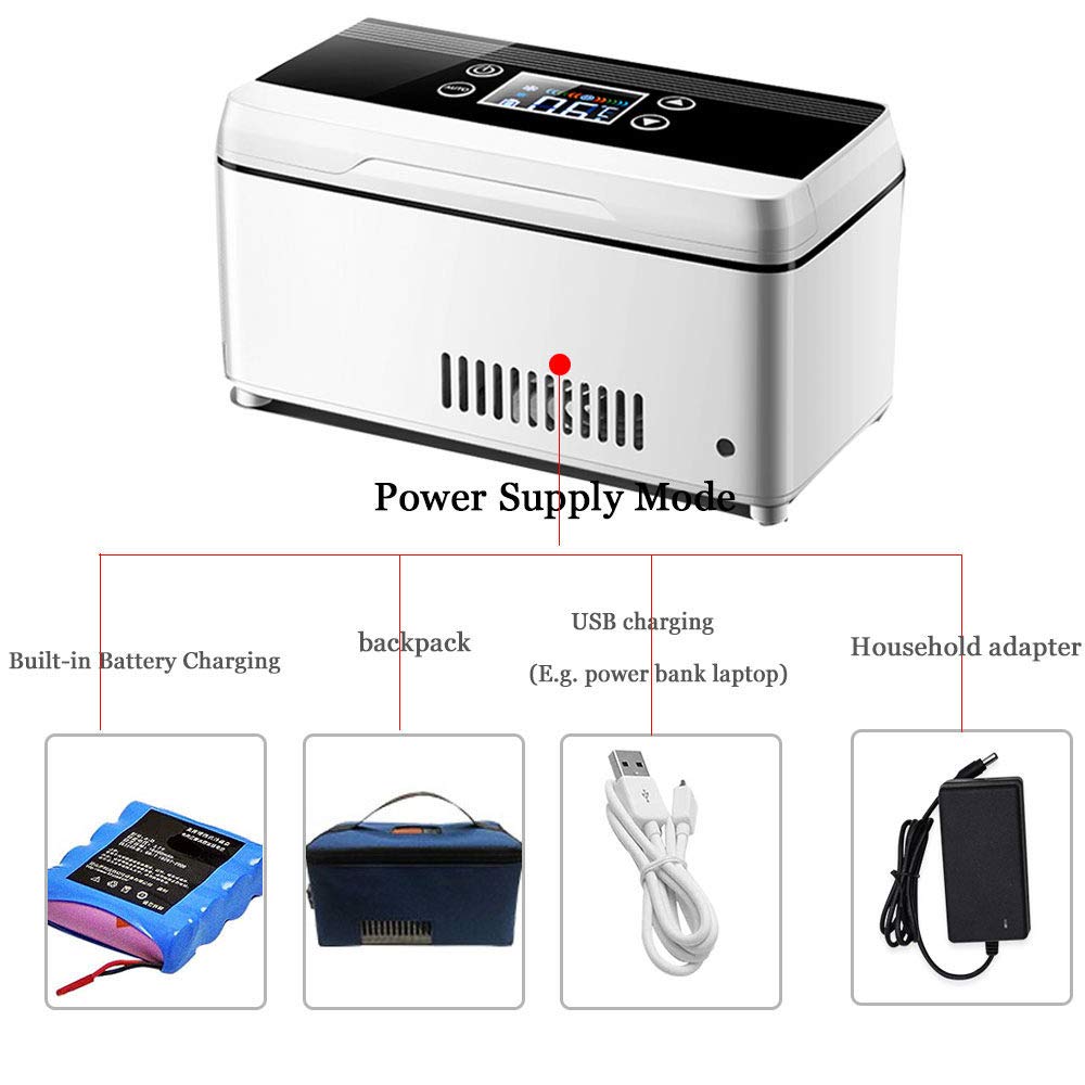 Nevera Portatil Insulina, Refrigerador de Medicina Ultra Silencioso Refrigerador de Insulina PortáTil, para AutomóViles, Viajes, Refrigeradores de Medicamentos de 2 A 8 ° C, Blanco