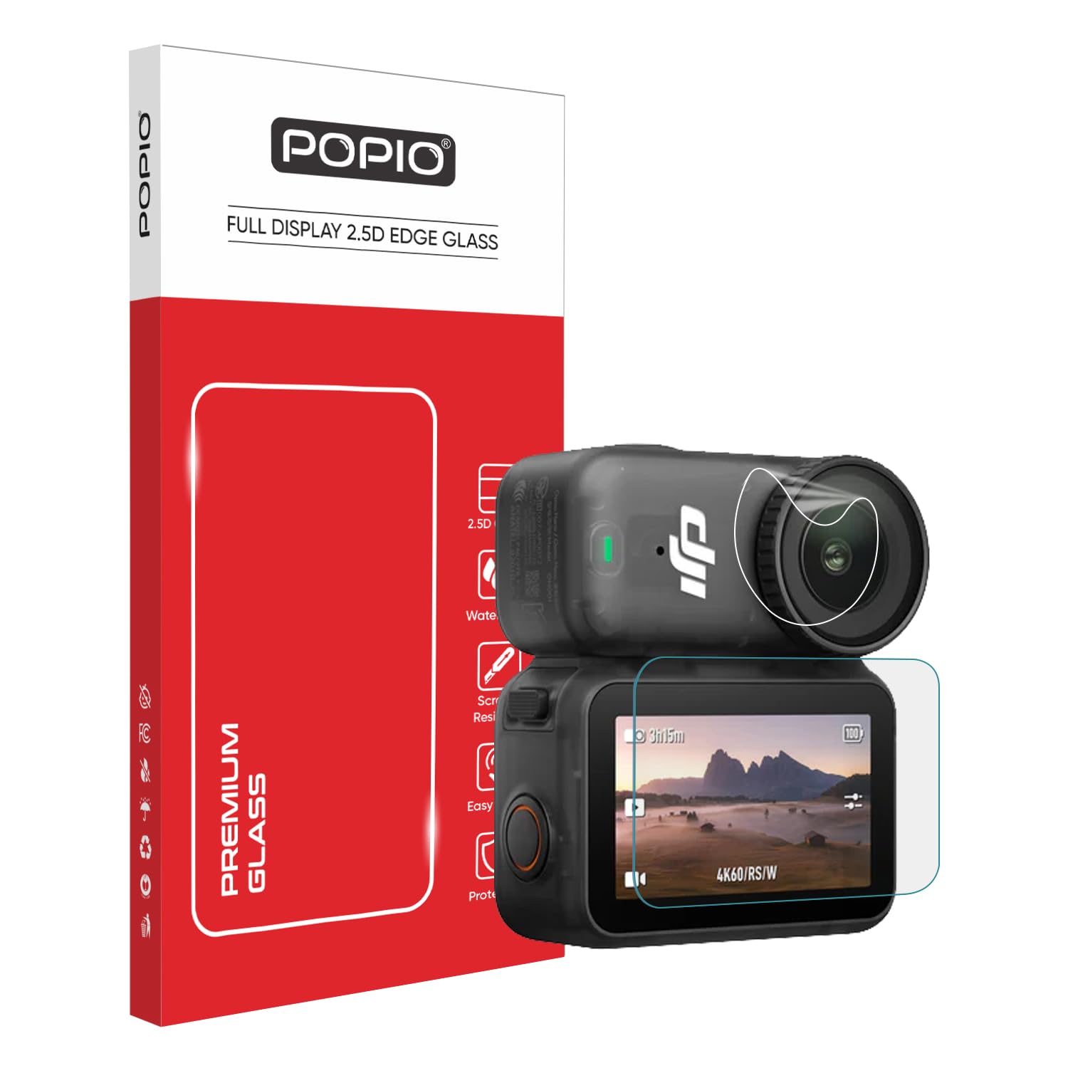 POPIO Military-Grade Gorilla Tempered Glass for DJI Osmo Nano Action Camera | Screen Tempered Glass + Lens PET Film | Edge-to-Edge Coverage | 2-Piece Set-picture-29