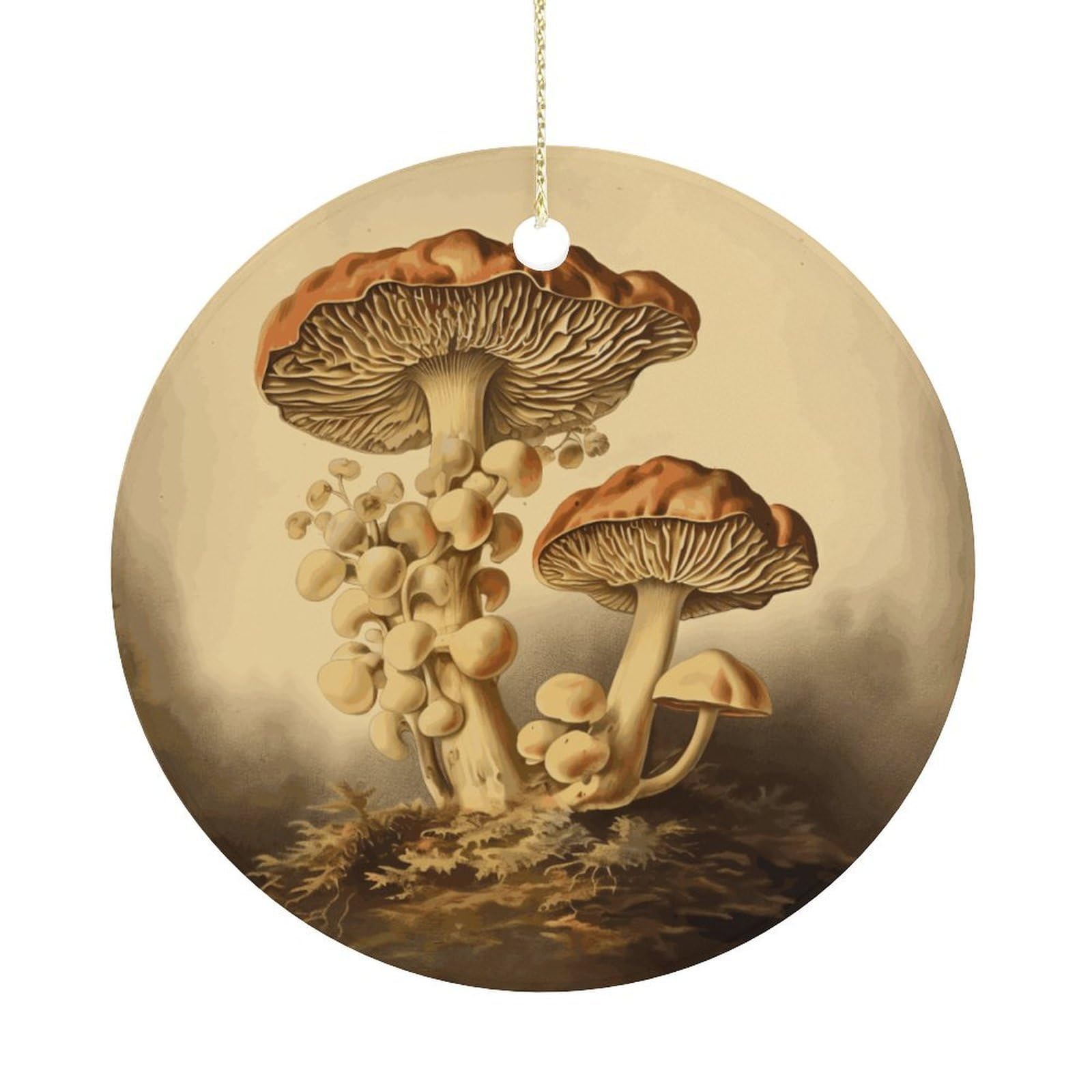 Vintage Mushrooms Christmas Ornaments Colorful Round Ceramic Ornament Christmas Hanging Decor Christmas Tree Decorations Xmas Keepsake for Women Men Xmas Holiday Party