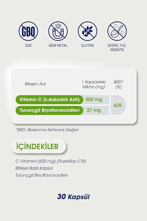 Dr. Ümit Aktaş Vitamin C - 30 Bitkisel Kapsül