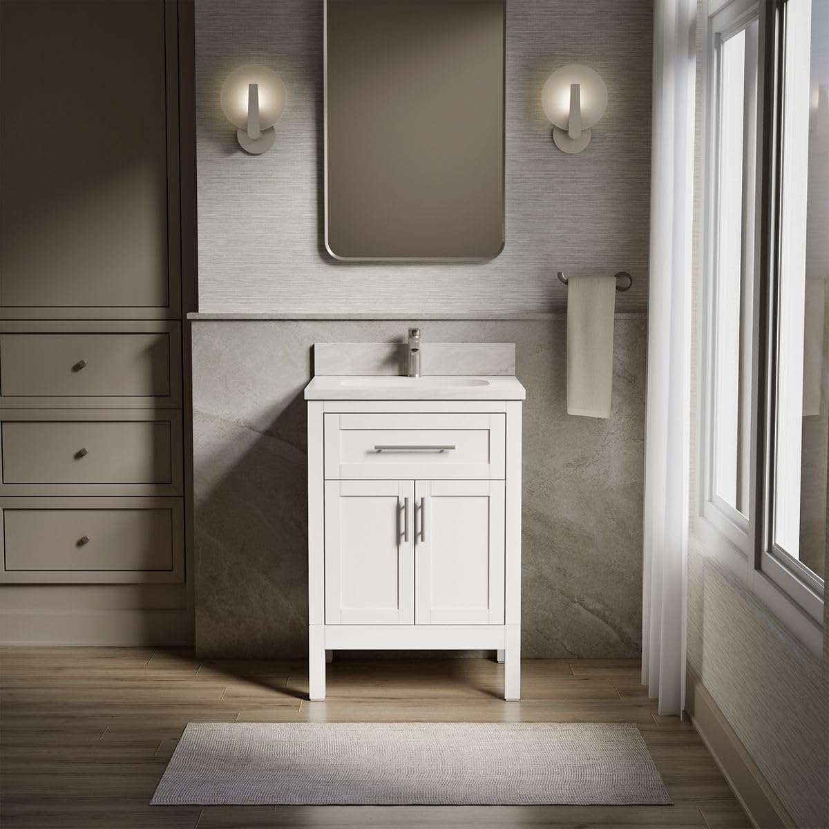 Kohler 39604-ASB-0 Hadron™ 30" Bathroom Vanity Cabinet with Sink and Quartz top, White