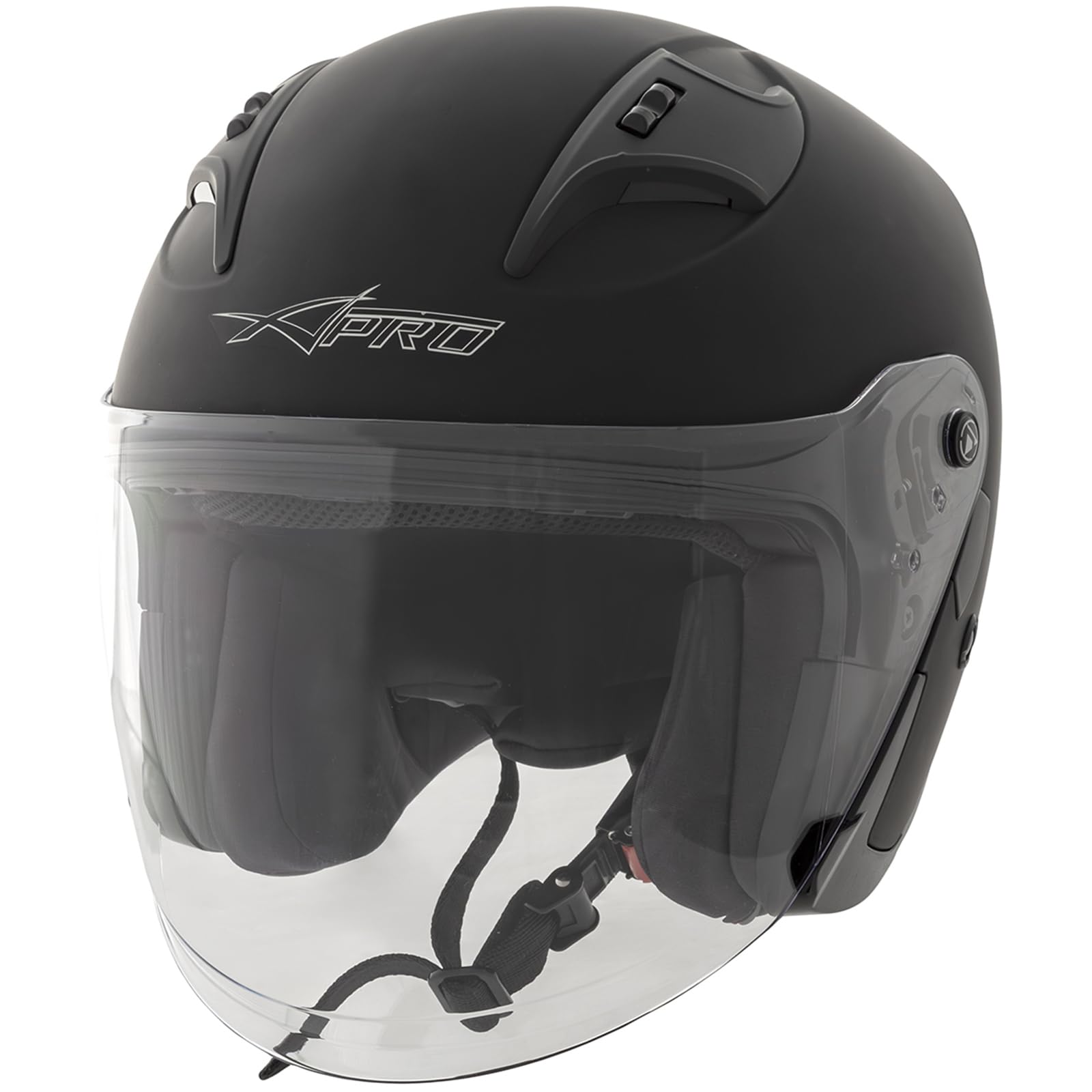 Casco Jet Moto Aperto Visiera Scooter Antigraffio Urbano ECE 22-06 Nero Opaco M