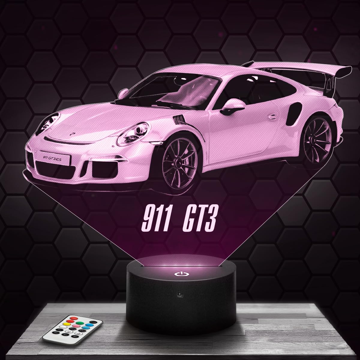 Lampephoto.fr - Sports car 911 GT3 3D Lamp Night Light 3D LED Illusion lamp, Christmas, Gift idea for boy and Girl Birthday Night Light Child or Adult Bedroom, Gift Merchandising TOP