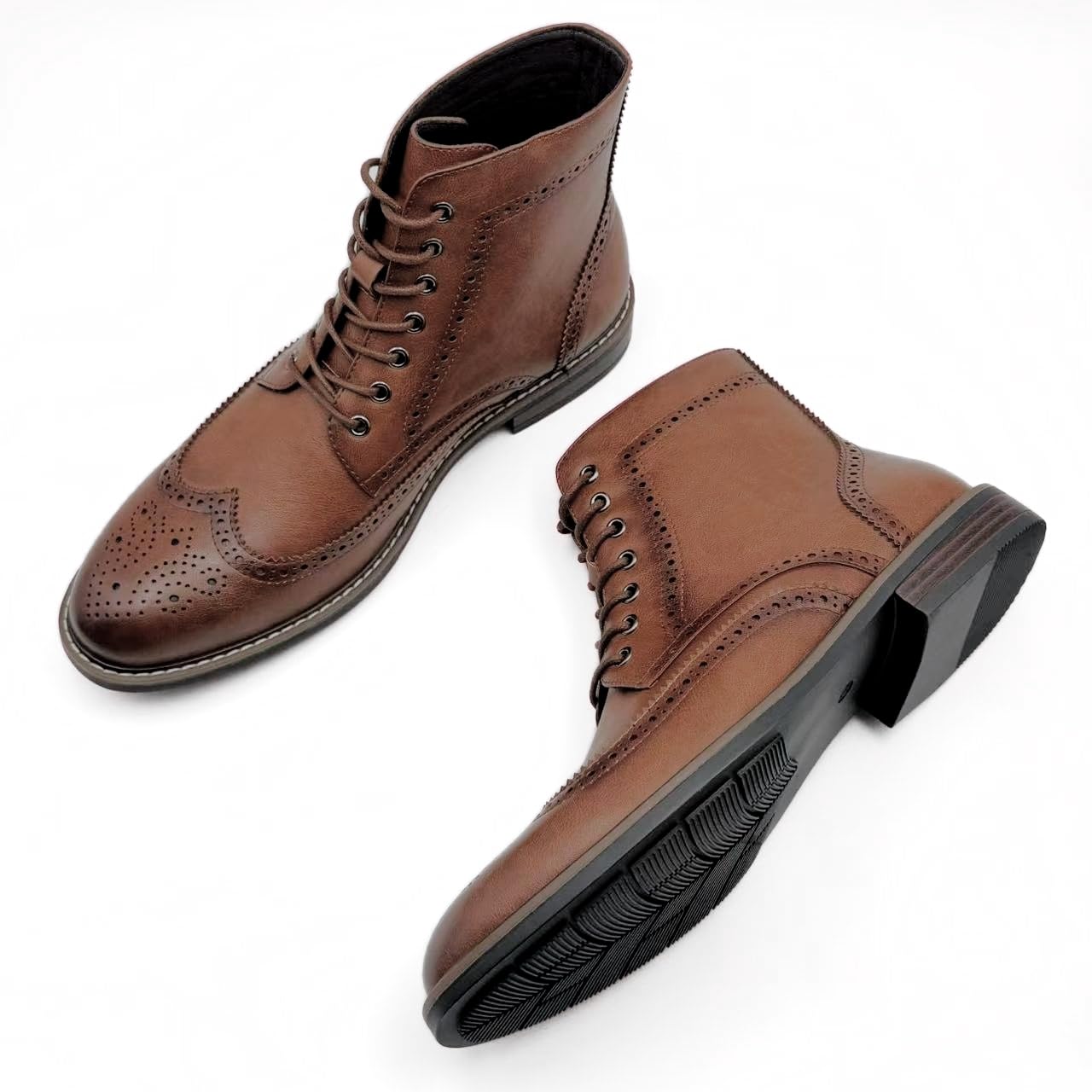 Finishing & Sewing Bottes à bout ailé pour homme, style brogue classique, chaussures habillées à lacets Oxford