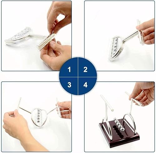 Miniatura 4 de Cuna de Newton demuestra las leyes de Newton con bolas oscilantes para decoración de escritorio de oficina y ciencia física (forma de T)