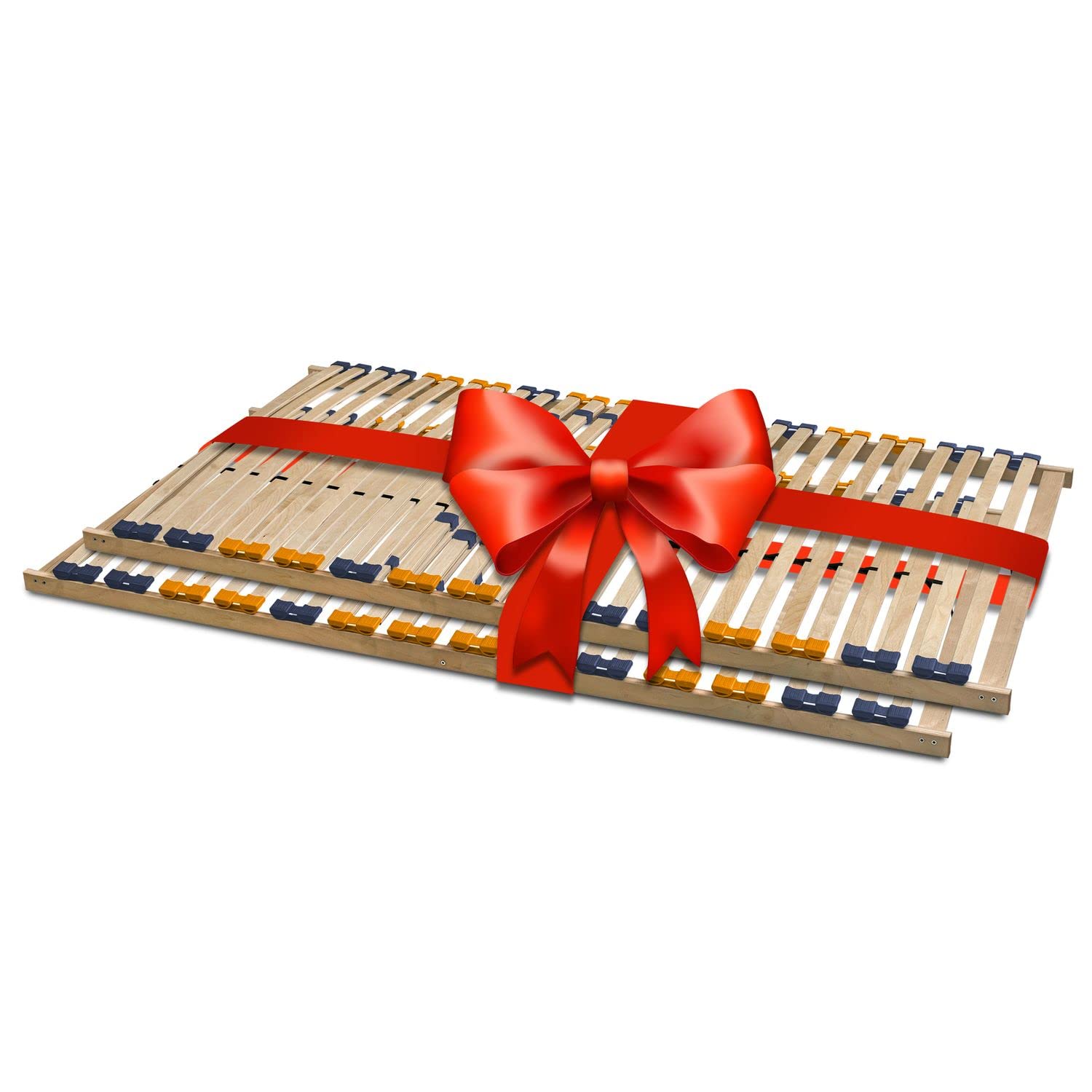 Coemo Partner-Set 2 x Lattenrost MULTIRA 80 x 200 cm 7-Zonen 28 Leisten Kopfteil und Härtegrad verstellbar