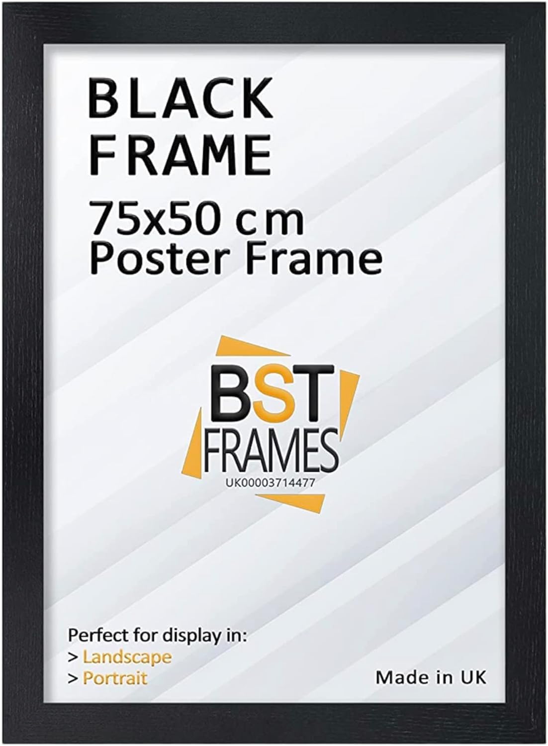 Black 75cm x 50cm Poster Frame - Wall Picture Frame - Large Frame