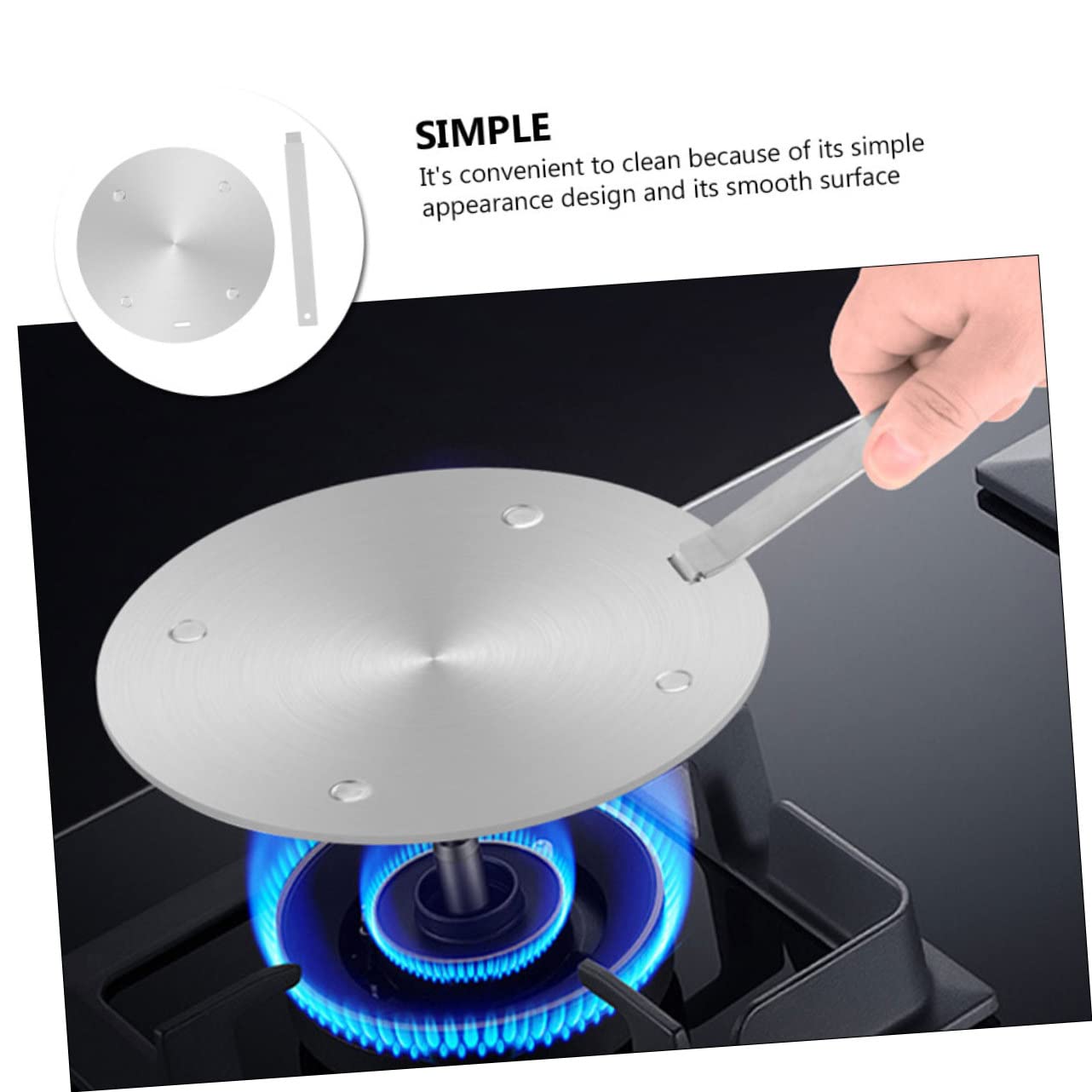 Adaptador Difusor de Calor para Cocina de Inducción en Acero Inoxidable Plata, Resistente y Fácil de Limpiar, Adecuado para Estufa de Gas y Utensilios de Cocina