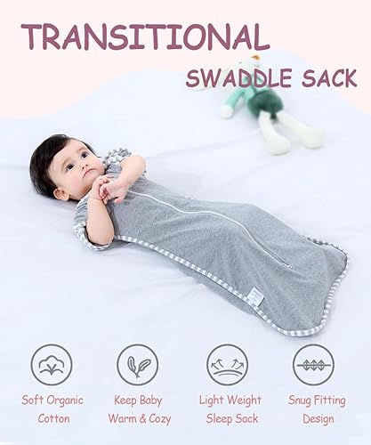 Miniatura 5 de Bycc Bynn Paquete de 2 mantas de dormir con manga alta, transiciones a saco de dormir sin brazos para bebé pacify