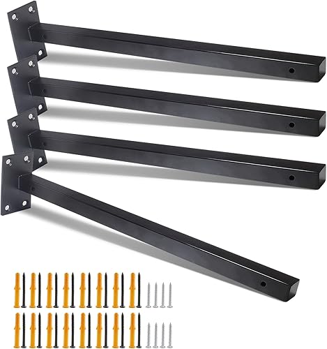 4 soportes flotantes de 16 pulgadas para estantes ciegos resistentes, soportes de pared ocultos de acero inoxidable para estantes flotantes de