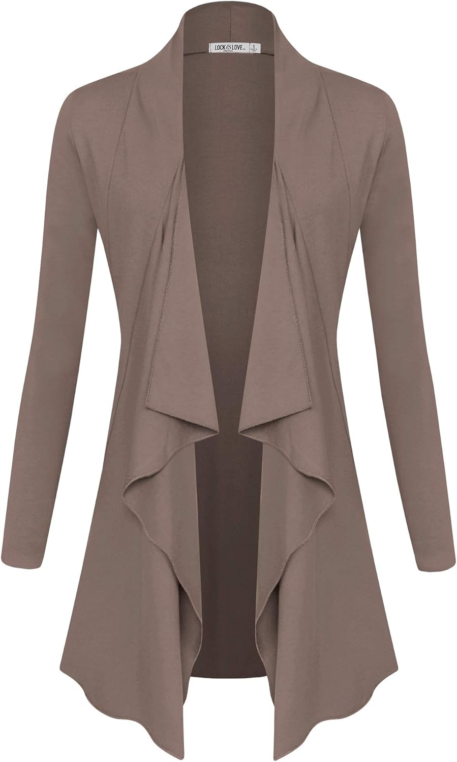 Lock and Love Women's Drape Front Open Cardigan Long Sleeve Irregular Hem S-5XL Plus Size - Image 2