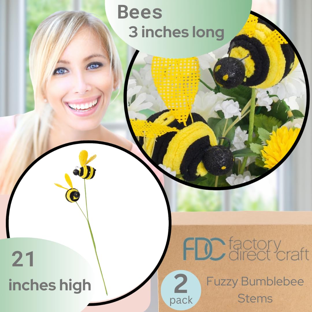 Amazon.com: Factory Direct Craft Fuzzy Bumblebee Stems Set of 2