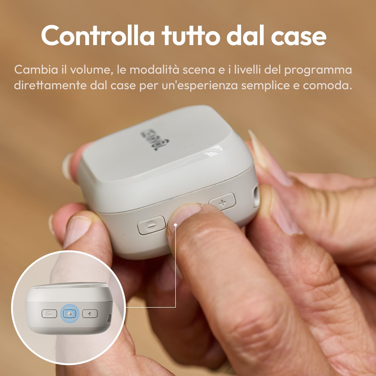Nano Dispositivo Audio Senza Bluetooth/App, Supporto Uditivo per Anziani e Adulti, 3 Modalità di Ascolto, Guadagno a 4 Livelli, Design Discreto e Quasi Invisibile (Galassia)
