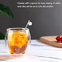 Vista 2 de Taza de gato linda taza de vidrio con aislamiento de doble pared, taza Kawaii, taza de café, taza de té, taza de leche, el mejor regalo para oficina