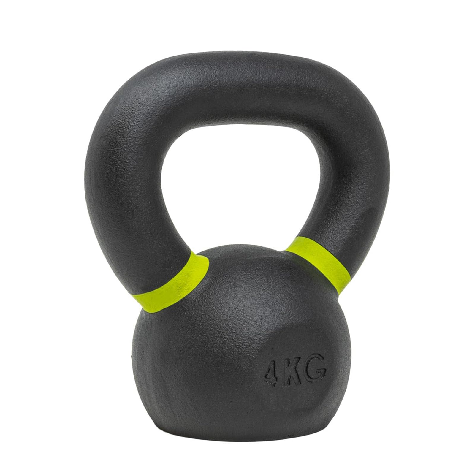 Strength Shop Kettlebell Gusseisen mit genormtem Griff, 1x 4 KG, Extrem Robust & Langlebig, Kugelhantel mit Gewichts-Farbmarkierung & Schwarzpulver-Beschichtung, ideal für Ganzkörpertraining
