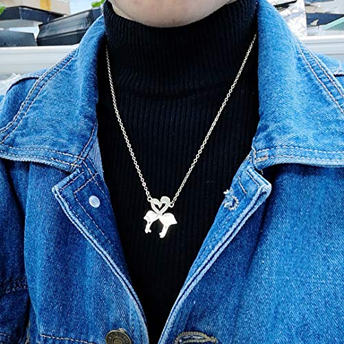 NOUMANDA Romantic Couple Kissing Flamingo Bird Necklace Cute Animal Jewelry4