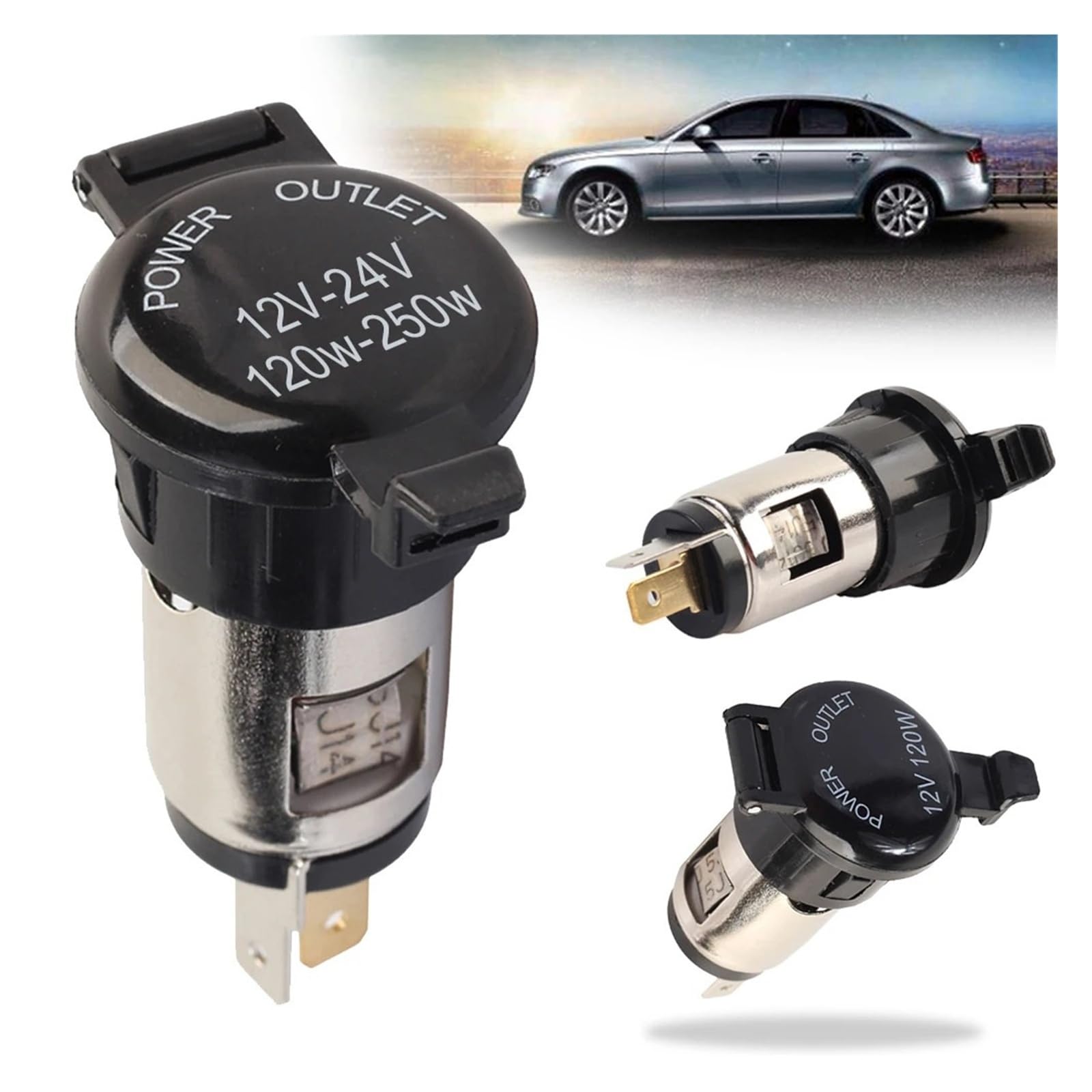Presa accendisigari impermeabile da 12 V/24 V, presa femmina con copertura antipolvere per auto, camion, barca, moto, marina