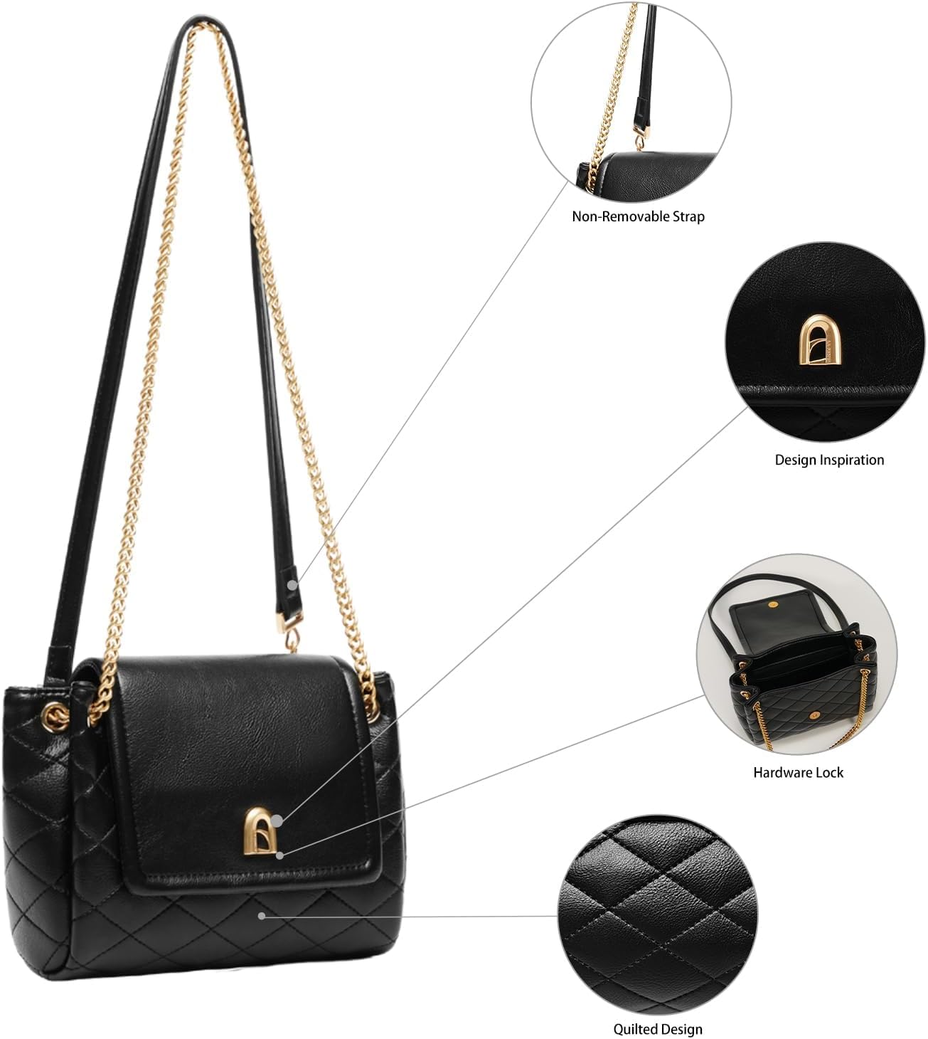 LAFESTIN Small Quilted Crossbody Bags For Women With Chain Strap, Soft Clutch Women's Crossbody Handbags - Image 2