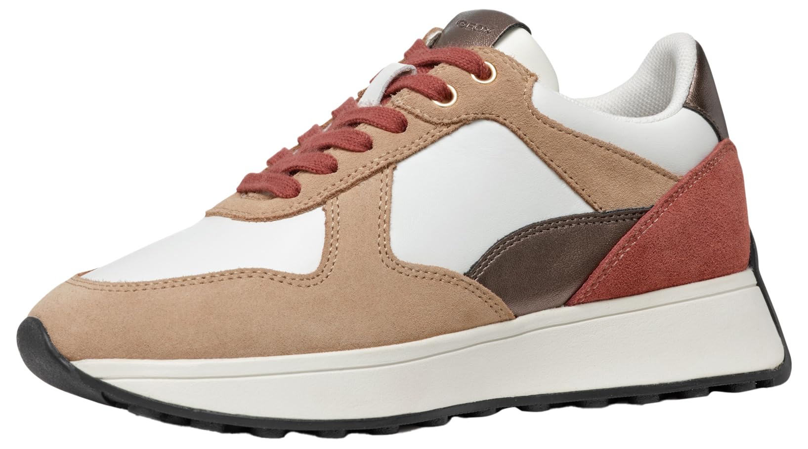 NEW - Geox Respira Amabel Womens Trainers White Peach Leather Suede - Size 7