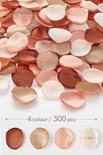 Miniatura 6 de Serwalin 300 Unidades de Pétalos de Rosa de Seda, Flores Artificiales para Bodas, Pétalos de Rosa Falsos Marrone, Propuesta para la Canasta de Boda,