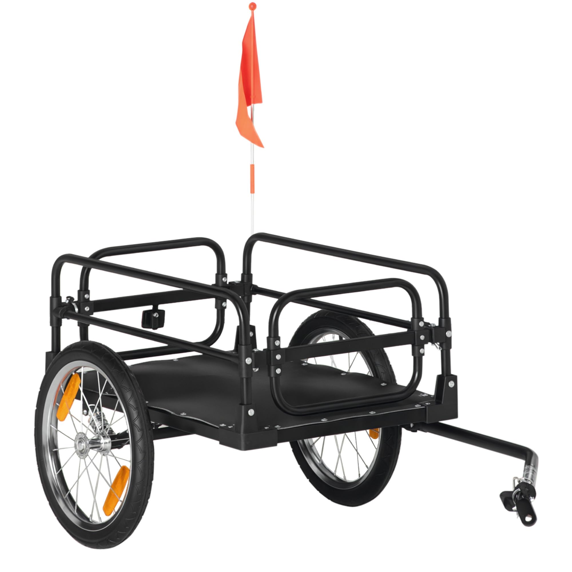 HOMCOM Remorque Pliable pour Vélo en Acier Roues 16 Pouces Charge 40 kg