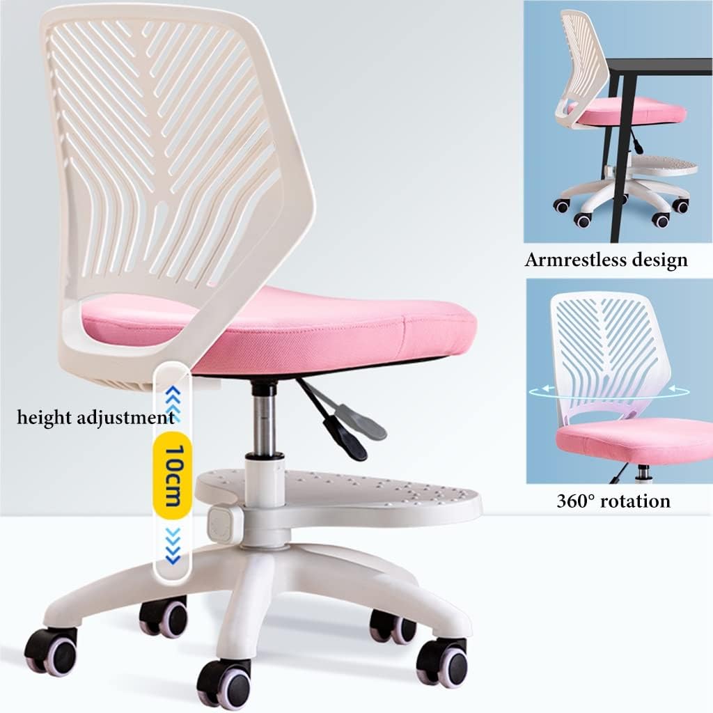 Kids Desk Chair with Wheels Mesh Office Chair Writing Task Chair for Teens Boys Girls 360 Rolling Wheels Fabric Soft Pad Seat, Height Adjustable, Locking Casters (Color : Blue A)