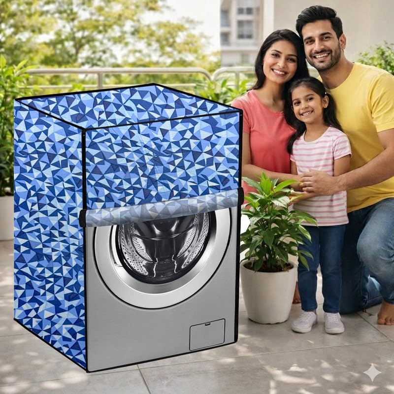 Image of Waterproof Front Load Washing Machine Cover Compatible for Whirlpool 8 KG Fully Automatic XS8014BYM52E, crystal print, c30