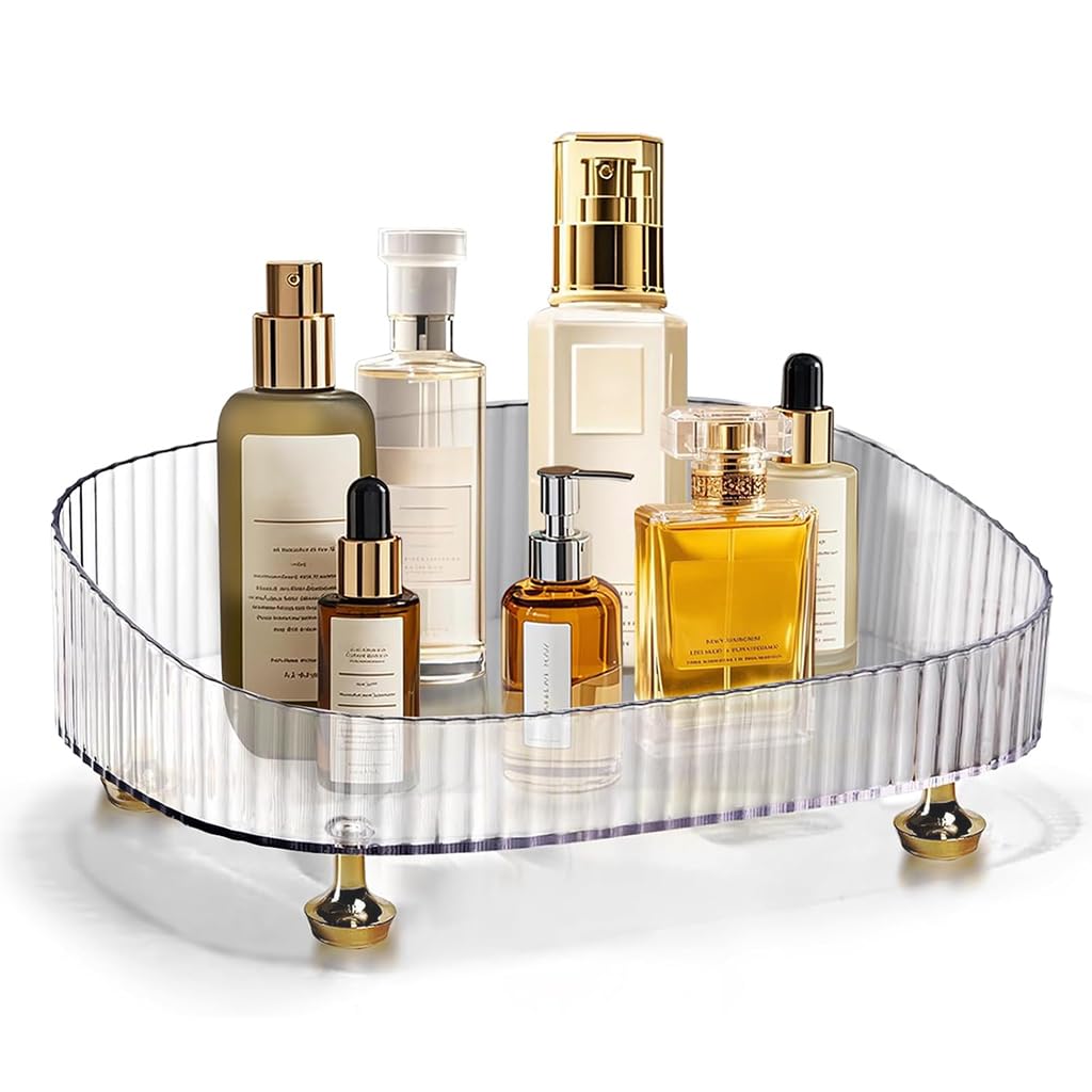 HASTHIP® Perfume Organizer - Makeup Organizer Stand Perfume Tray Decorative Storage Holder Non-Slip & Waterproof Bathroom Tray Countertop Decor, Clear, 27x18x6.5cm-image-26
