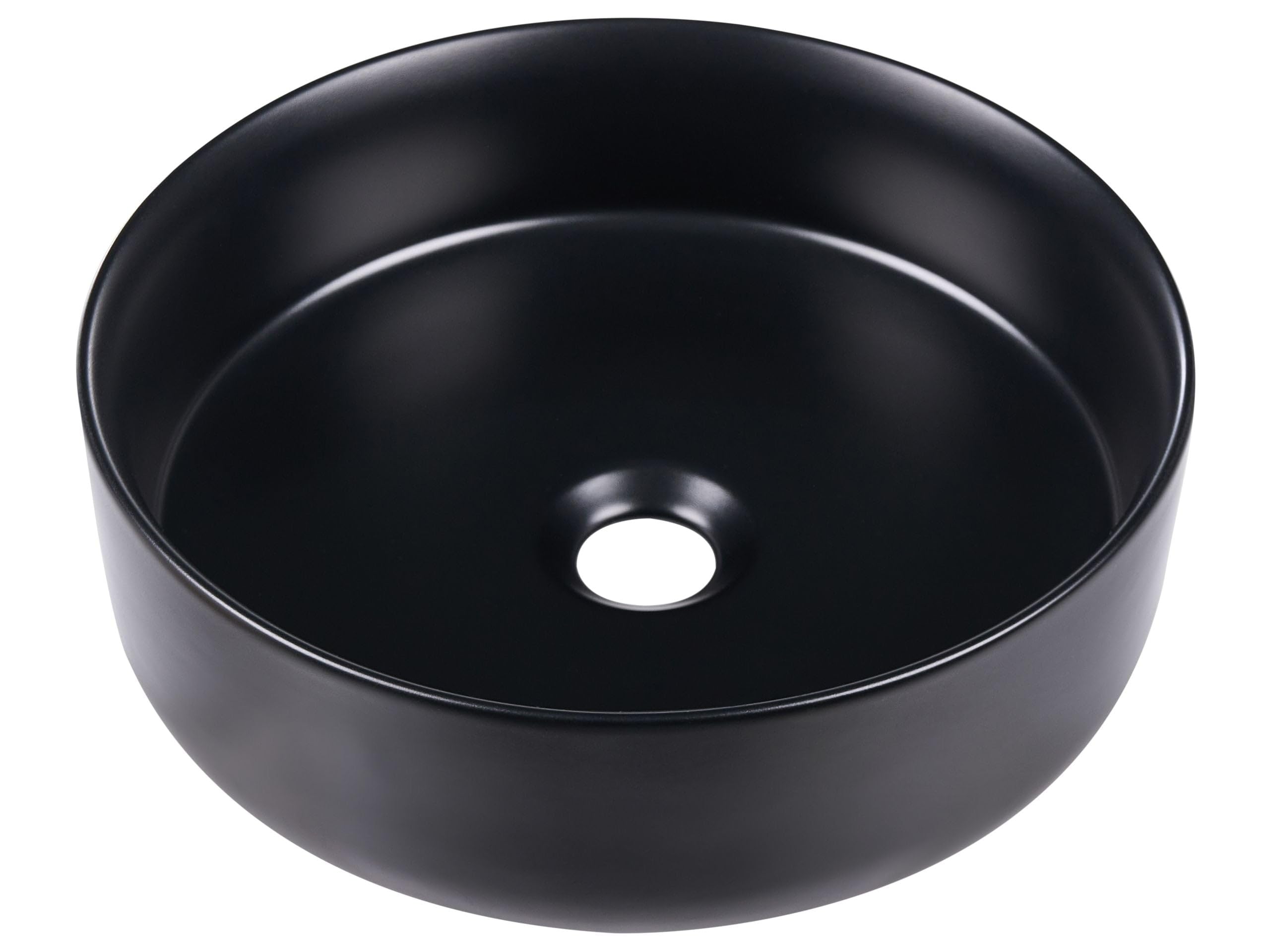 Bathroom Countertop Round Ceramic Wash Basin 400 mm Gloss Black Tebar