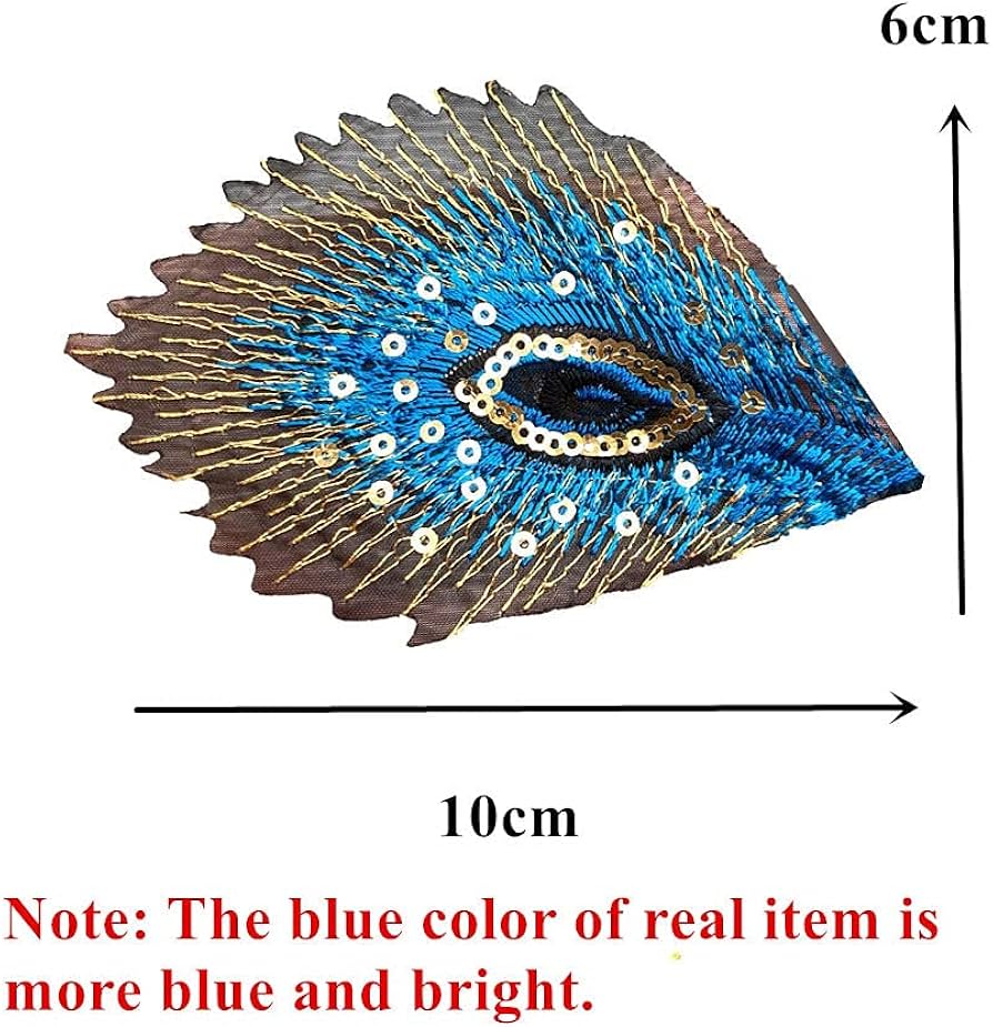 Amazon.co.jp: 10ピース孔雀の羽は刺繍された鉄の刺繍入り鉄のドレスの