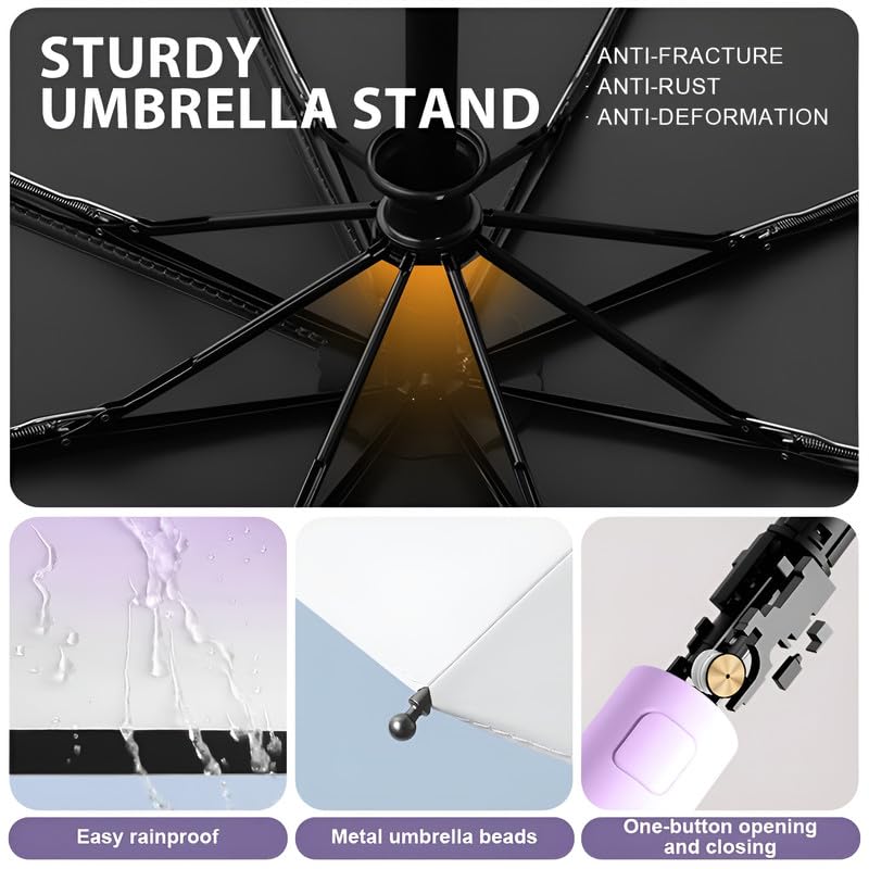 Image of Contacts Compact Folding Umbrella - Windproof Travel Umbrella with Automatic Open /Close, Waterproof, UV Protection, Portable Umbrella for Men, Women & Kids