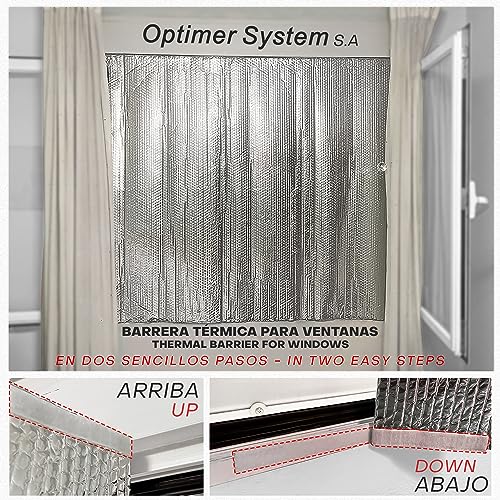 Miniatura 6 de Optimer Home - Aislante Termico Ventanas Protege Del Frio Y Calor - 1.5x1.2m - Aislamiento Termico Autoadhesivo Para Ventanas Correderas - Incluye Velcro