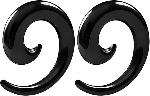 Par de tapones para los oídos de acero PVD anodizado negro anodizado espiral hueco piercing joyería tapones de estiramiento expansor pendiente